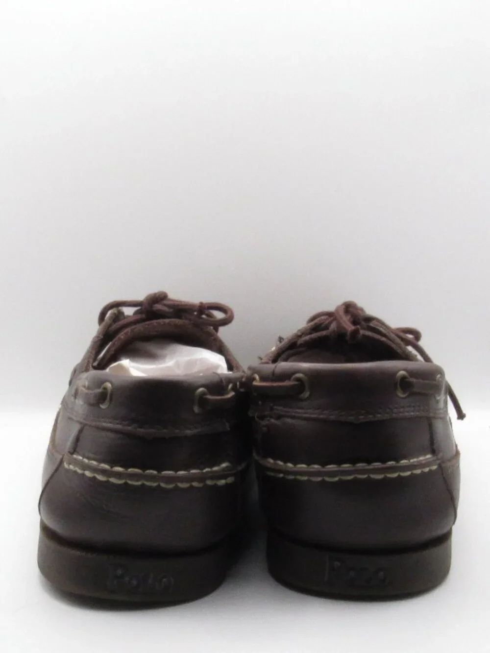 Polo Ralph Lauren Chocolate Brown Leather Boat Shoes Size 12 Good Condition